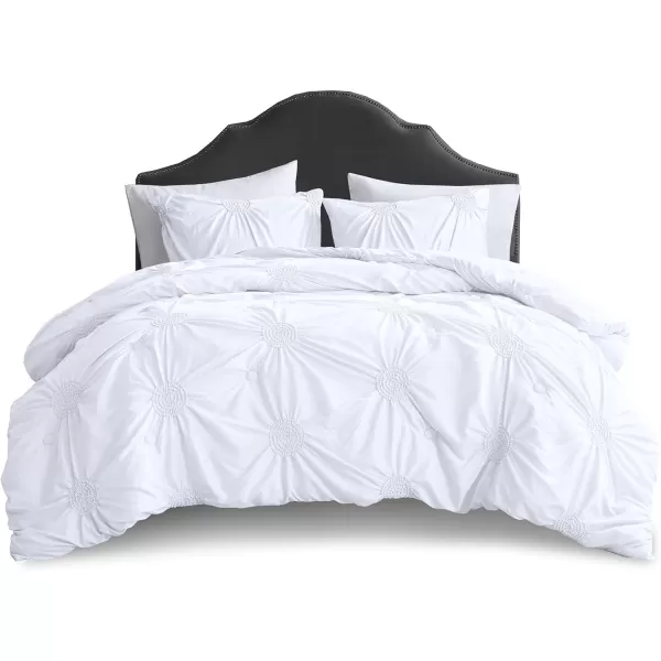 Comfort Spaces Cavoy Comforter Set  Luxe Diamond Tufting All Season Bedding Matching Bed Skirt Decorative Pillows Queen Faux Silk Aqua 5 PieceEmber White
