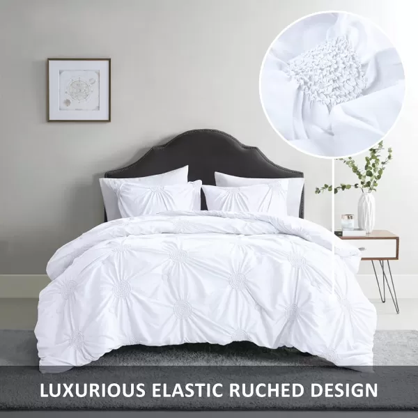 Comfort Spaces Cavoy Comforter Set  Luxe Diamond Tufting All Season Bedding Matching Bed Skirt Decorative Pillows Queen Faux Silk Aqua 5 PieceEmber White