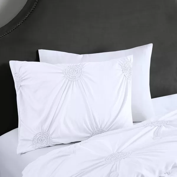 Comfort Spaces Cavoy Comforter Set  Luxe Diamond Tufting All Season Bedding Matching Bed Skirt Decorative Pillows Queen Faux Silk Aqua 5 PieceEmber White