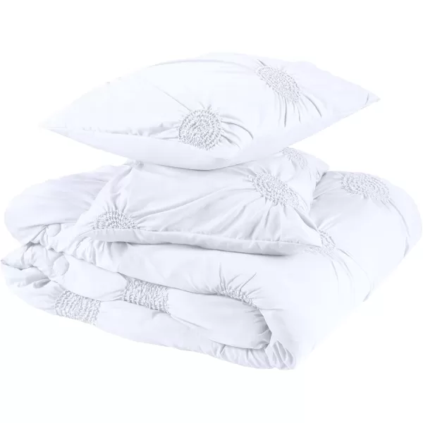 Comfort Spaces Cavoy Comforter Set  Luxe Diamond Tufting All Season Bedding Matching Bed Skirt Decorative Pillows Queen Faux Silk Aqua 5 PieceEmber White