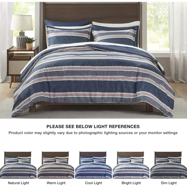 Comfort Spaces Comforter Sets with Sheets  Bed in a Bag 9 Pieces Teen Bedding Sets  Red and Grey Stripes Bedding Full College Full Bed Set with 2 Side Pockets Bedroom OrganizerNavyRed