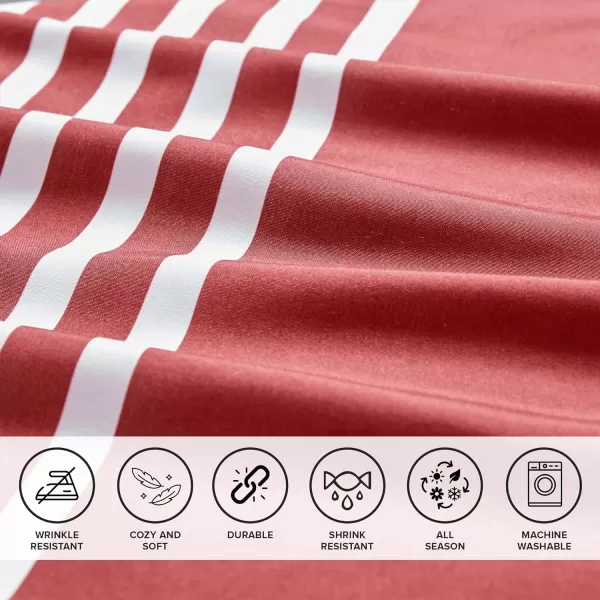 Comfort Spaces Comforter Sets with Sheets  Bed in a Bag 9 Pieces Teen Bedding Sets  Red and Grey Stripes Bedding Full College Full Bed Set with 2 Side Pockets Bedroom OrganizerRedGrey
