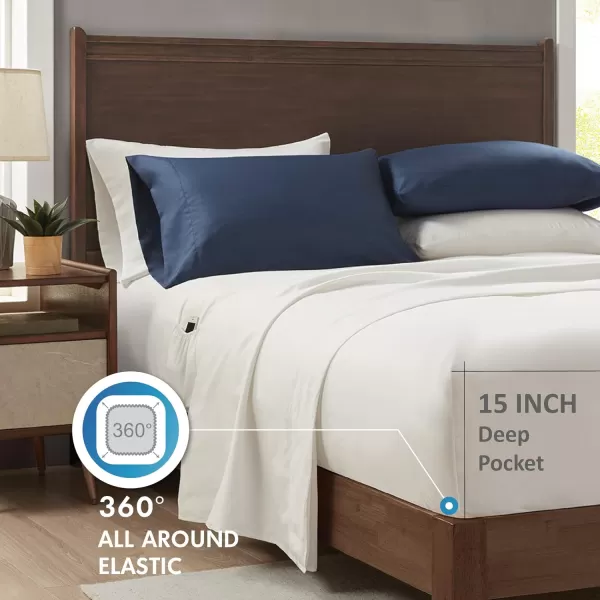 Comfort Spaces Comforter Sets with Sheets  Bed in a Bag 9 Pieces Teen Bedding Sets  Red and Grey Stripes Bedding Full College Full Bed Set with 2 Side Pockets Bedroom OrganizerNavyRed