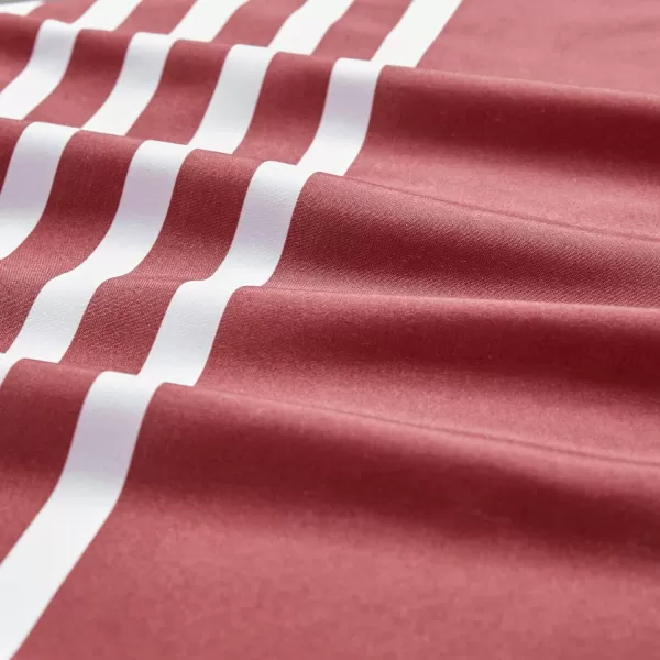 Comfort Spaces Comforter Sets with Sheets  Bed in a Bag 9 Pieces Teen Bedding Sets  Red and Grey Stripes Bedding Full College Full Bed Set with 2 Side Pockets Bedroom OrganizerRedGrey