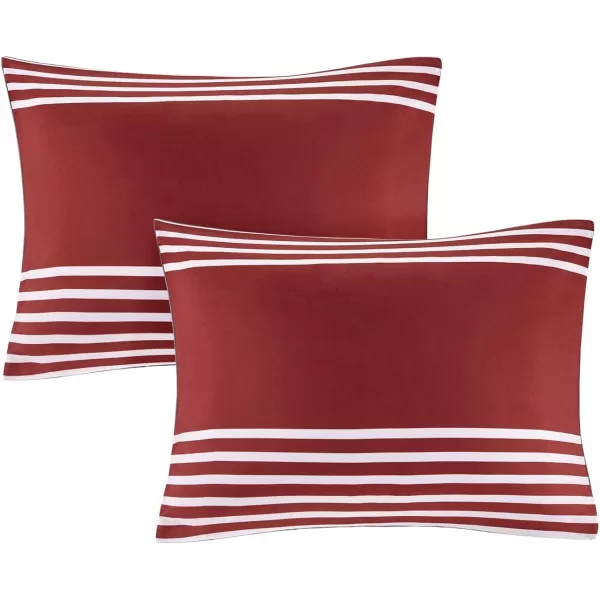 Comfort Spaces Comforter Sets with Sheets  Bed in a Bag 9 Pieces Teen Bedding Sets  Red and Grey Stripes Bedding Full College Full Bed Set with 2 Side Pockets Bedroom OrganizerRedGrey