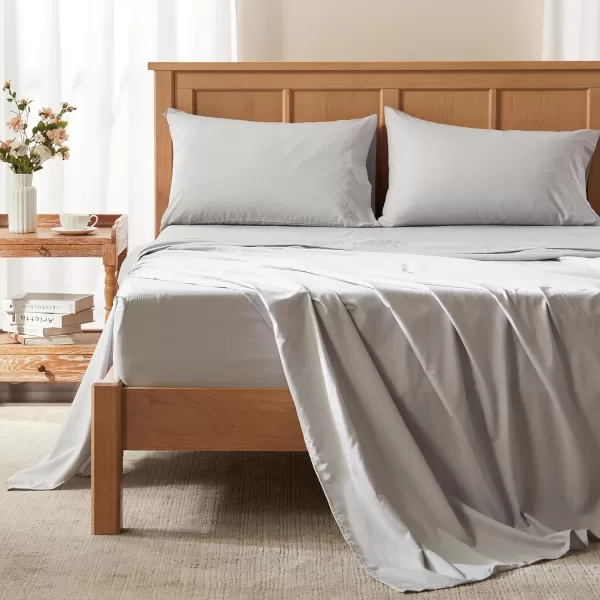 Comfort Spaces Coolmax Moisture Wicking Sheet Set Super Soft Fade Resistant 16quot Deep Pocket All Around Elastic  Warm Weather Cooling Sheets For Night Sweats Queen Charcoal 4 PieceGrey
