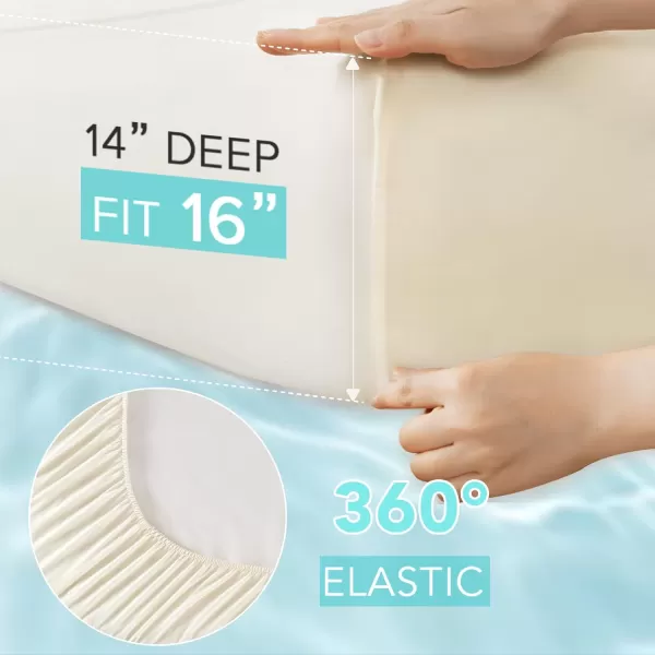 Comfort Spaces Coolmax Moisture Wicking Sheet Set Super Soft Fade Resistant 16quot Deep Pocket All Around Elastic  Warm Weather Cooling Sheets For Night Sweats Queen Charcoal 4 PieceCream