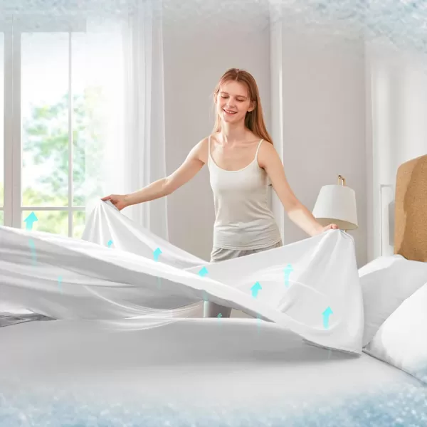 Comfort Spaces Coolmax Moisture Wicking Sheet Set Super Soft Fade Resistant 16quot Deep Pocket All Around Elastic  Warm Weather Cooling Sheets For Night Sweats Queen Charcoal 4 PieceWhite