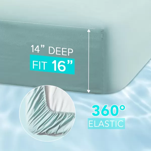 Comfort Spaces Coolmax Moisture Wicking Sheet Set Super Soft Fade Resistant 16quot Deep Pocket All Around Elastic  Warm Weather Cooling Sheets For Night Sweats Queen Charcoal 4 PieceAqua