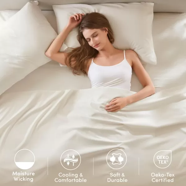 Comfort Spaces Coolmax Moisture Wicking Sheet Set Super Soft Fade Resistant 16quot Deep Pocket All Around Elastic  Warm Weather Cooling Sheets For Night Sweats Queen Charcoal 4 PieceCream