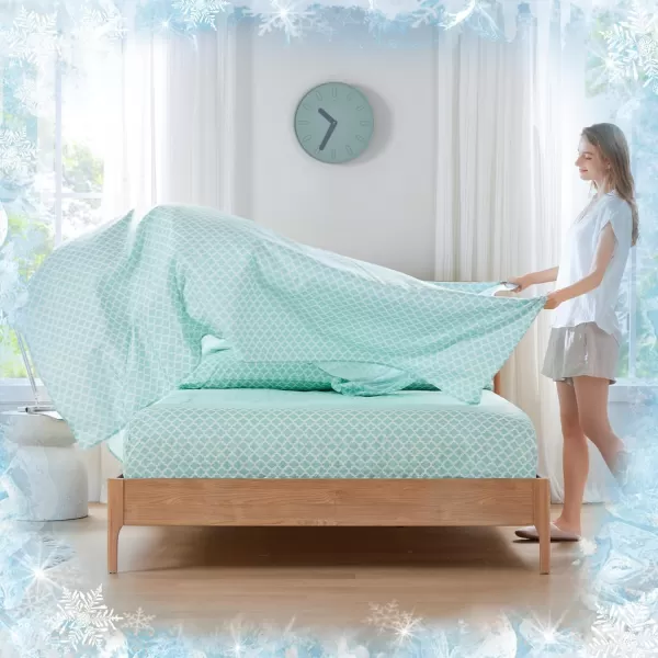 Comfort Spaces Coolmax Moisture Wicking Sheet Set Super Soft Fade Resistant 16quot Deep Pocket All Around Elastic  Warm Weather Cooling Sheets For Night Sweats Queen Charcoal 4 PieceQuatrefoil Aqua