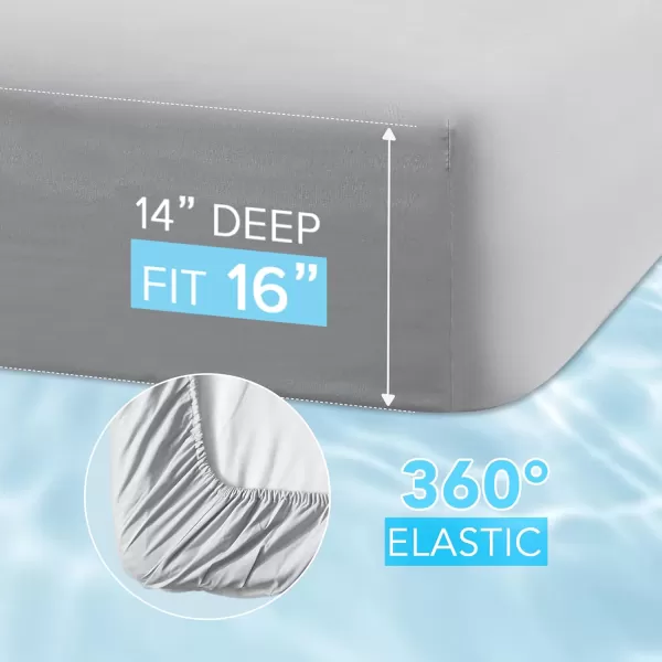Comfort Spaces Coolmax Moisture Wicking Sheet Set Super Soft Fade Resistant 16quot Deep Pocket All Around Elastic  Warm Weather Cooling Sheets For Night Sweats Queen Charcoal 4 PieceGrey