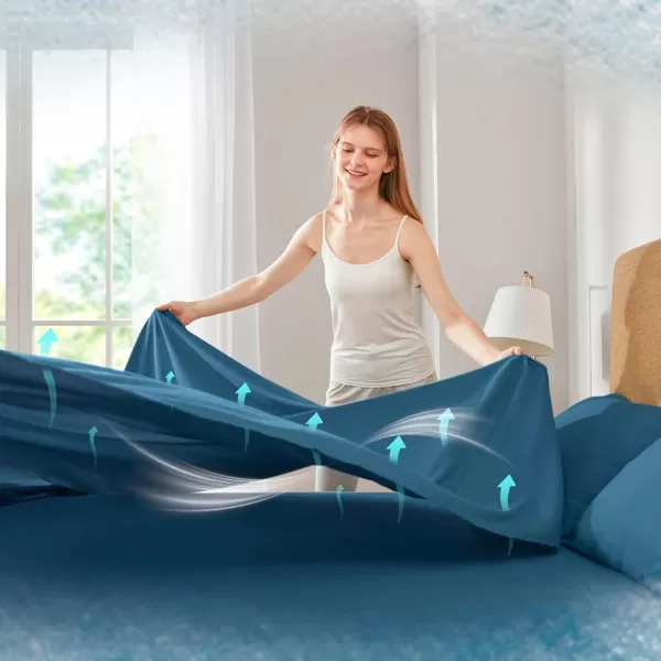 Comfort Spaces Coolmax Moisture Wicking Sheet Set Super Soft Fade Resistant 16quot Deep Pocket All Around Elastic  Warm Weather Cooling Sheets For Night Sweats Queen Charcoal 4 PieceTeal