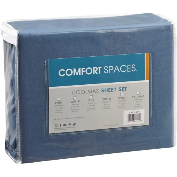 Comfort Spaces Coolmax Moisture Wicking Sheet Set Super Soft Fade Resistant 16quot Deep Pocket All Around Elastic  Warm Weather Cooling Sheets For Night Sweats Queen Charcoal 4 PieceTeal