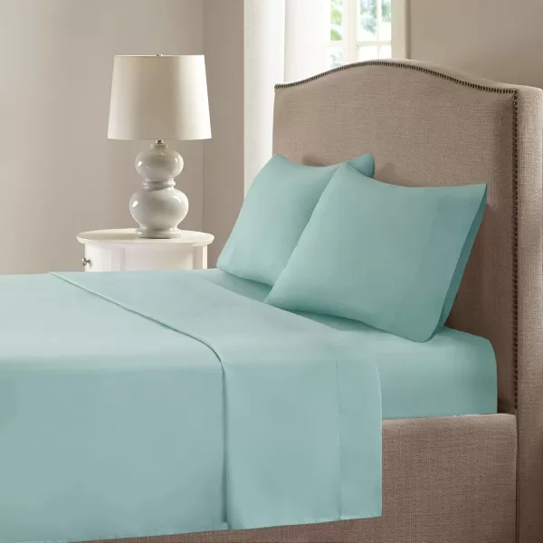 Comfort Spaces Coolmax Moisture Wicking Sheet Set Super Soft Fade Resistant 16quot Deep Pocket All Around Elastic  Warm Weather Cooling Sheets For Night Sweats Queen Charcoal 4 PieceAqua