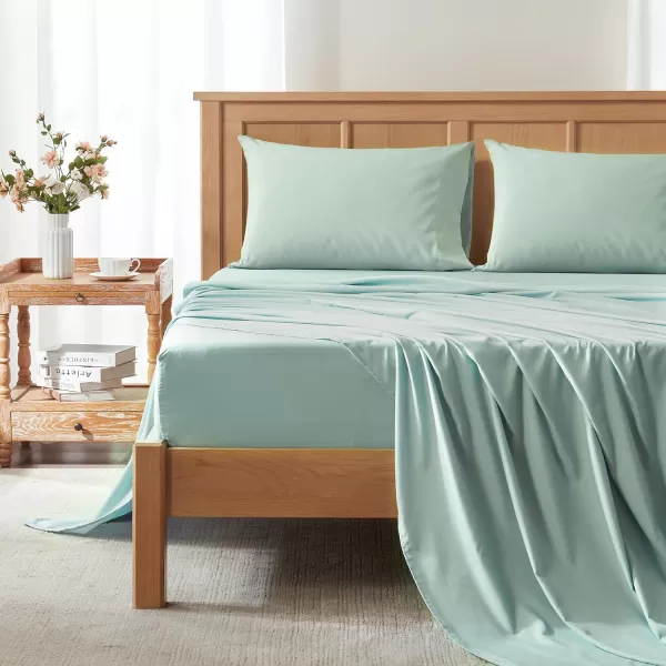 Comfort Spaces Coolmax Moisture Wicking Sheet Set Super Soft Fade Resistant 16quot Deep Pocket All Around Elastic  Warm Weather Cooling Sheets For Night Sweats Queen Charcoal 4 PieceAqua
