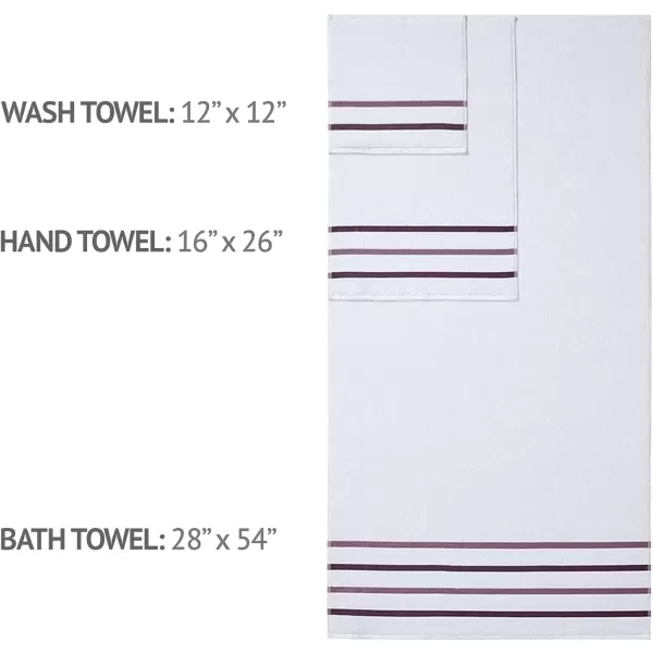 Comfort Spaces Cotton 8 Piece Bath Towel Set Striped Ultra Soft Hotel Quality Quick Dry Absorbent Bathroom Shower Hand Face Washcloths MultiSizes Zero Twist Grey 8 PiecePurple