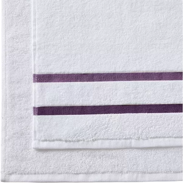 Comfort Spaces Cotton 8 Piece Bath Towel Set Striped Ultra Soft Hotel Quality Quick Dry Absorbent Bathroom Shower Hand Face Washcloths MultiSizes Zero Twist Grey 8 PiecePurple