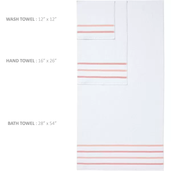 Comfort Spaces Cotton 8 Piece Bath Towel Set Striped Ultra Soft Hotel Quality Quick Dry Absorbent Bathroom Shower Hand Face Washcloths MultiSizes Zero Twist Grey 8 PieceBlush