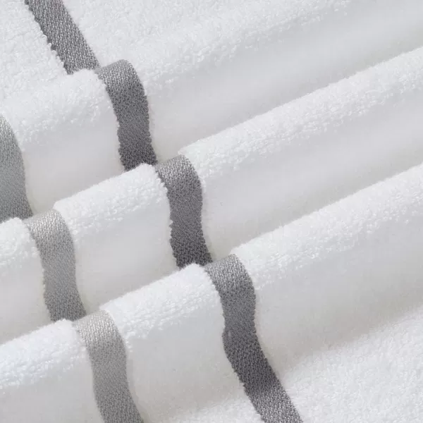 Comfort Spaces Cotton 8 Piece Bath Towel Set Striped Ultra Soft Hotel Quality Quick Dry Absorbent Bathroom Shower Hand Face Washcloths MultiSizes Zero Twist Grey 8 PieceGray