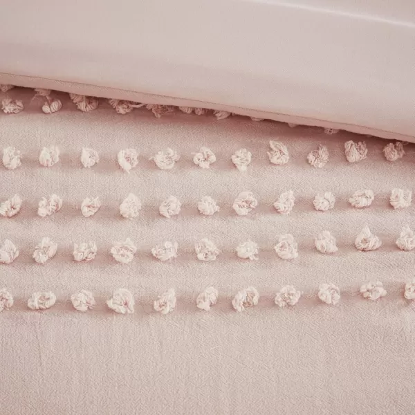 Comfort Spaces Cotton Comforter Set Jacquard PomPom Tufts Design Down Alternative All Season Modern Bedding Matching Shams TwinTwin XL Phillips IvoryBlush