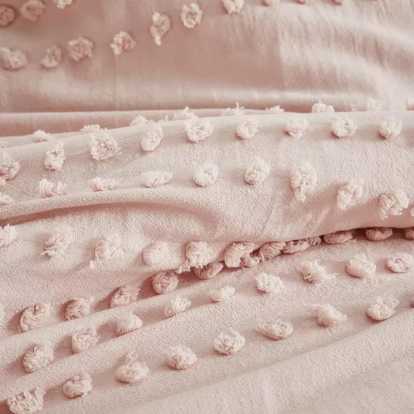 Comfort Spaces Cotton Comforter Set Jacquard PomPom Tufts Design Down Alternative All Season Modern Bedding Matching Shams TwinTwin XL Phillips IvoryBlush
