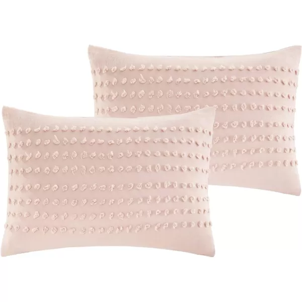 Comfort Spaces Cotton Comforter Set Jacquard PomPom Tufts Design Down Alternative All Season Modern Bedding Matching Shams TwinTwin XL Phillips IvoryBlush