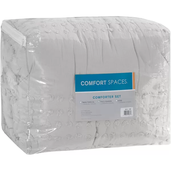 Comfort Spaces Cotton Comforter Set Jacquard PomPom Tufts Design Down Alternative All Season Modern Bedding Matching Shams TwinTwin XL Phillips IvoryGrey