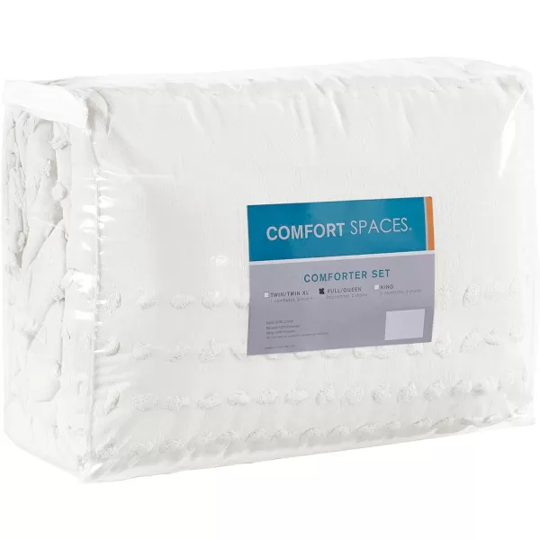 Comfort Spaces Cotton Comforter Set Jacquard PomPom Tufts Design Down Alternative All Season Modern Bedding Matching Shams TwinTwin XL Phillips IvoryIvory