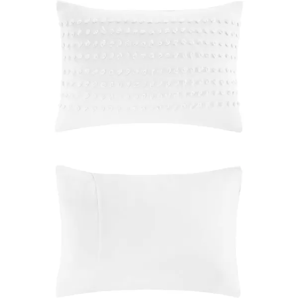 Comfort Spaces Cotton Comforter Set Jacquard PomPom Tufts Design Down Alternative All Season Modern Bedding Matching Shams TwinTwin XL Phillips IvoryIvory