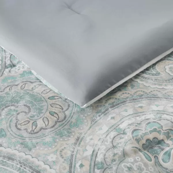 Comfort Spaces Cozy Comforter SetModern Classic Design All Season Down Alternative Bedding Matching Shams Bedskirt Decorative Pillows Queen Kashmir Paisley Purple 8 PieceKashmir Blue