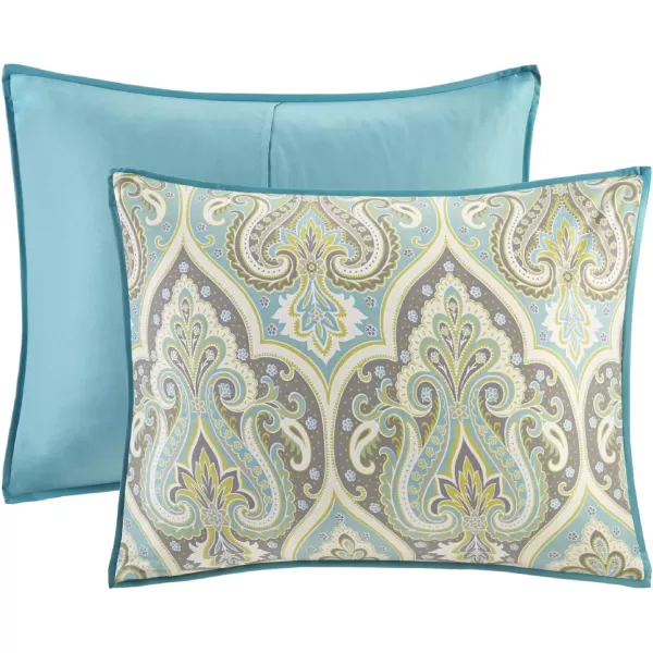 Comfort Spaces Cozy Comforter SetModern Classic Design All Season Down Alternative Bedding Matching Shams Bedskirt Decorative Pillows Queen Kashmir Paisley Purple 8 PieceMona GreyTeal