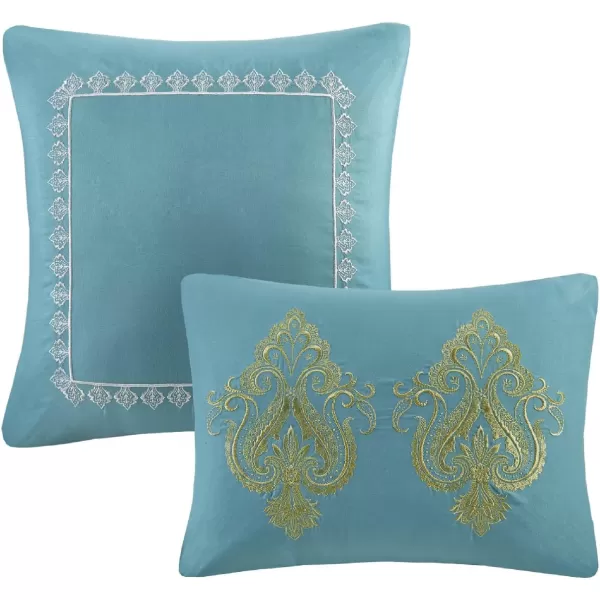 Comfort Spaces Cozy Comforter SetModern Classic Design All Season Down Alternative Bedding Matching Shams Bedskirt Decorative Pillows Queen Kashmir Paisley Purple 8 PieceMona GreyTeal