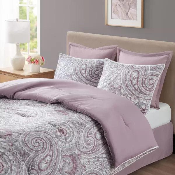 Comfort Spaces Cozy Comforter SetModern Classic Design All Season Down Alternative Bedding Matching Shams Bedskirt Decorative Pillows Queen Kashmir Paisley Purple 8 PieceKashmir Purple