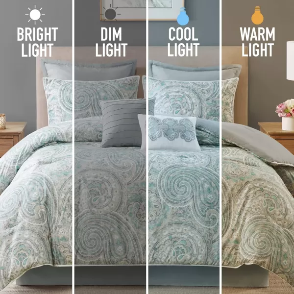 Comfort Spaces Cozy Comforter SetModern Classic Design All Season Down Alternative Bedding Matching Shams Bedskirt Decorative Pillows Queen Kashmir Paisley Purple 8 PieceKashmir Blue