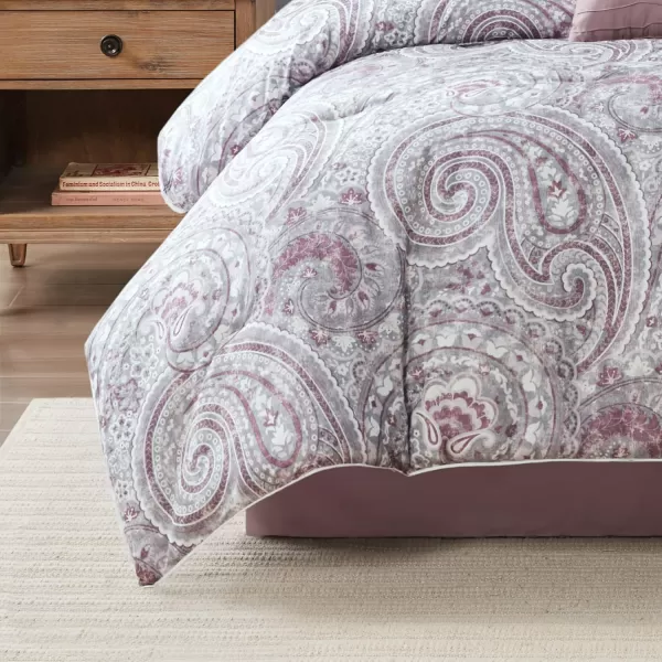 Comfort Spaces Cozy Comforter SetModern Classic Design All Season Down Alternative Bedding Matching Shams Bedskirt Decorative Pillows Queen Kashmir Paisley Purple 8 PieceKashmir Purple