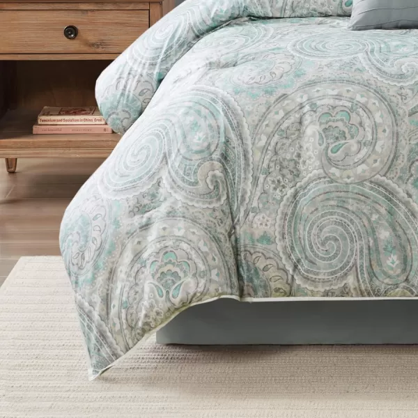 Comfort Spaces Cozy Comforter SetModern Classic Design All Season Down Alternative Bedding Matching Shams Bedskirt Decorative Pillows Queen Kashmir Paisley Purple 8 PieceKashmir Blue
