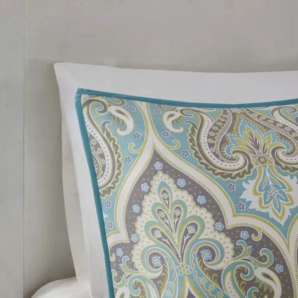 Comfort Spaces Cozy Comforter SetModern Classic Design All Season Down Alternative Bedding Matching Shams Bedskirt Decorative Pillows Queen Kashmir Paisley Purple 8 PieceMona GreyTeal