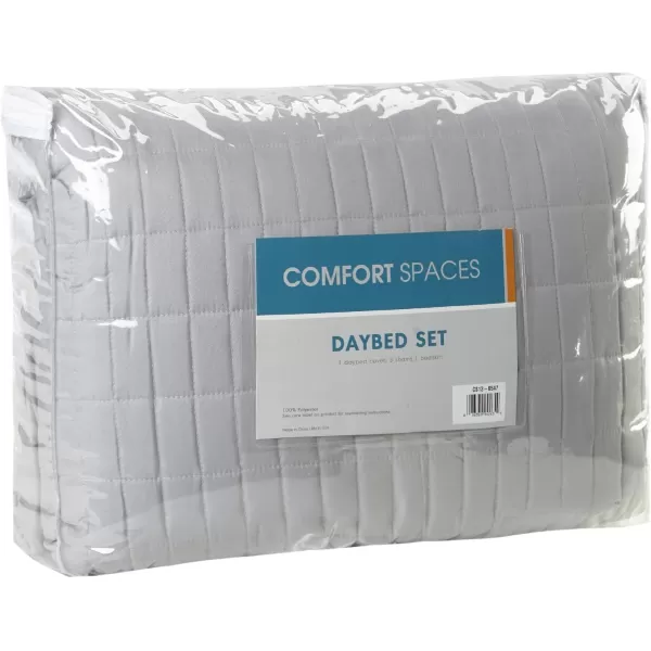 Comfort Spaces Daybed Cover  Luxe Double SidedQuilting All Season Cozy Bedding with Bedskirt Matching Shams Kienna Grey 75quotx39quot 5 Piece100 Microfiber