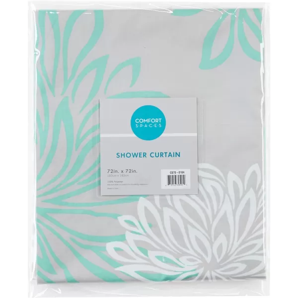 Comfort Spaces Enya Bathroom Shower Floral Printed Cute Chic Microfiber Fabric Bath Curtains 72quotx72quot AquaGreyAquaGrey