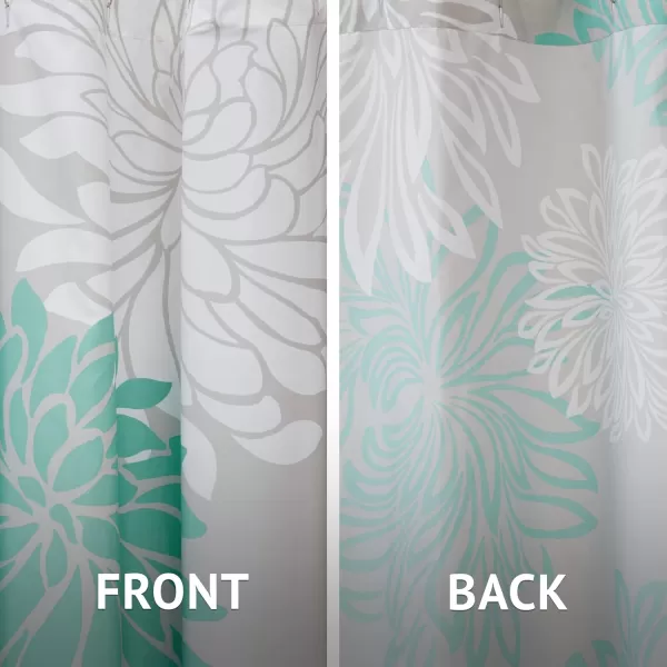 Comfort Spaces Enya Bathroom Shower Floral Printed Cute Chic Microfiber Fabric Bath Curtains 72quotx72quot AquaGreyAquaGrey