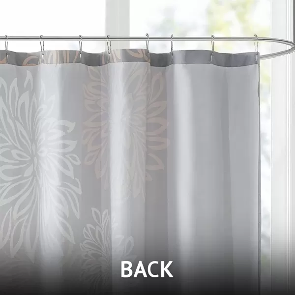 Comfort Spaces Enya Bathroom Shower Floral Printed Cute Chic Microfiber Fabric Bath Curtains 72quotx72quot AquaGreyBlushGrey