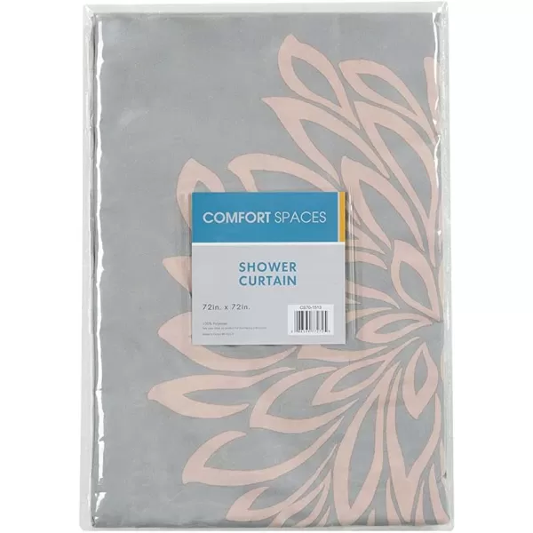 Comfort Spaces Enya Bathroom Shower Floral Printed Cute Chic Microfiber Fabric Bath Curtains 72quotx72quot AquaGreyBlushGrey