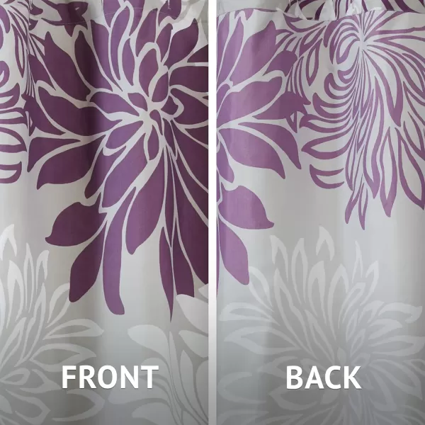 Comfort Spaces Enya Bathroom Shower Floral Printed Cute Chic Microfiber Fabric Bath Curtains 72quotx72quot AquaGreyPurpleGrey