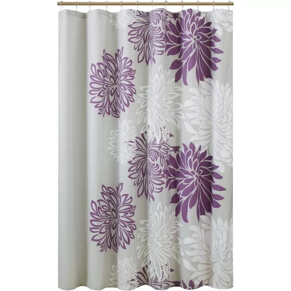 Comfort Spaces Enya Bathroom Shower Floral Printed Cute Chic Microfiber Fabric Bath Curtains 72quotx72quot AquaGreyPurpleGrey