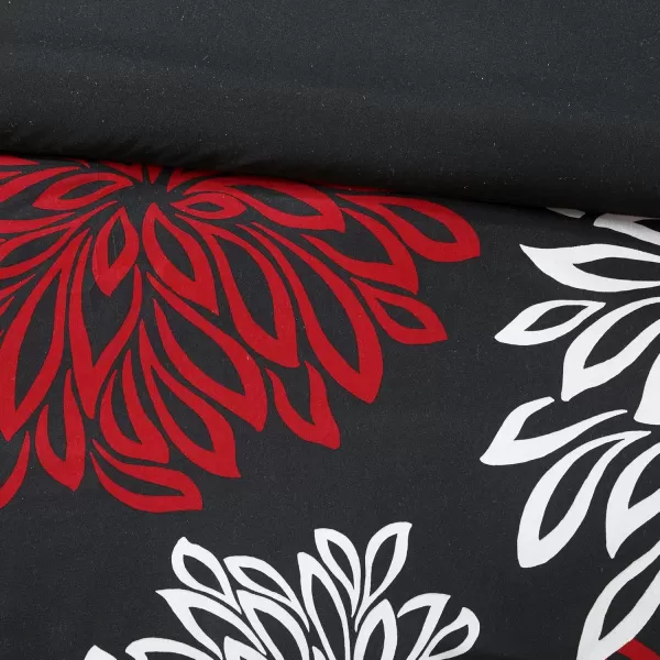 Comfort Spaces Enya Comforter SetModern Floral Design All Season Down Alternative Bedding Matching Shams Bedskirt Decorative Pillows Queen 90quotx90quot PurpleRedBlack