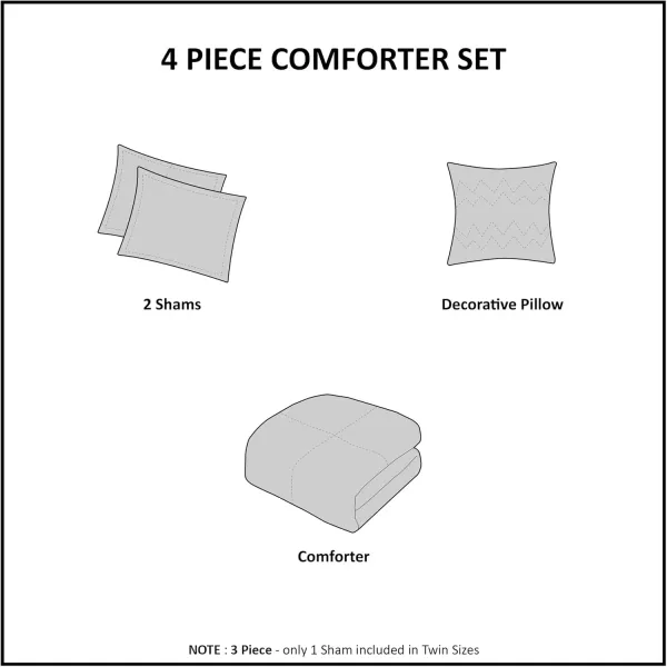Comfort Spaces Enya Comforter SetModern Floral Design All Season Down Alternative Bedding Matching Shams Bedskirt Decorative Pillows Queen 90quotx90quot PurpleBlackWhite