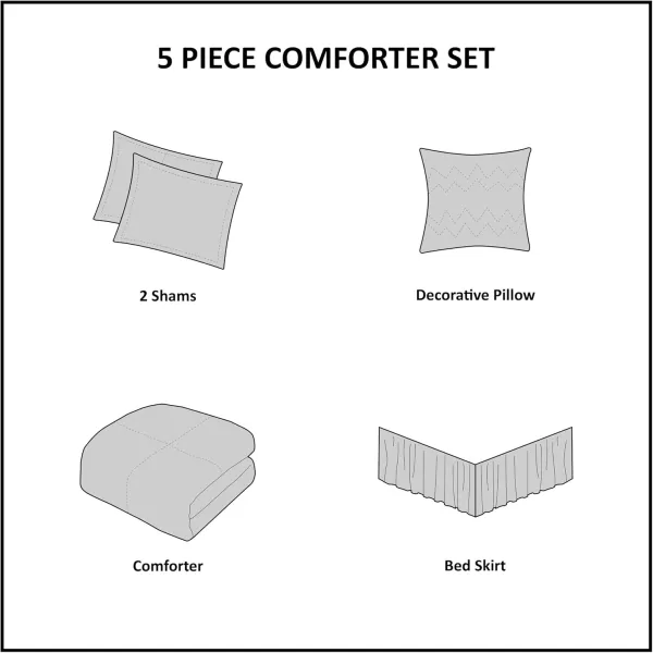 Comfort Spaces Enya Comforter SetModern Floral Design All Season Down Alternative Bedding Matching Shams Bedskirt Decorative Pillows Queen 90quotx90quot PurpleAqua