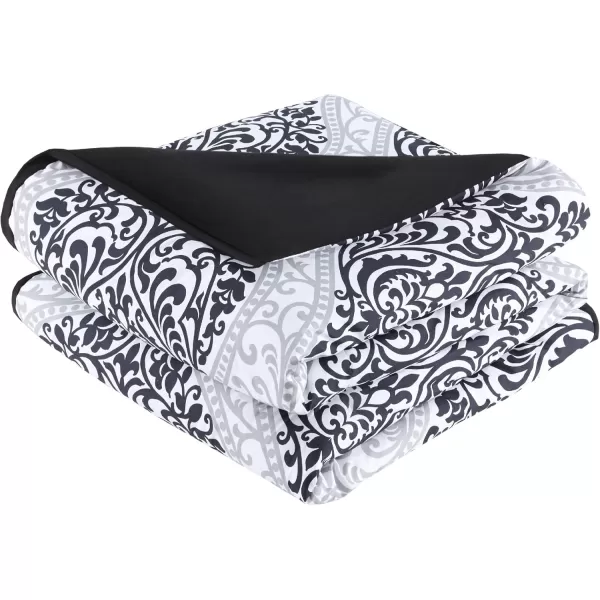 Comfort Spaces Enya Comforter SetModern Floral Design All Season Down Alternative Bedding Matching Shams Bedskirt Decorative Pillows Queen 90quotx90quot PurpleBlackWhite