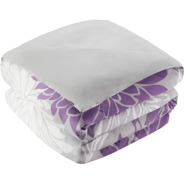 Comfort Spaces Enya Comforter SetModern Floral Design All Season Down Alternative Bedding Matching Shams Bedskirt Decorative Pillows Queen 90quotx90quot PurplePurple